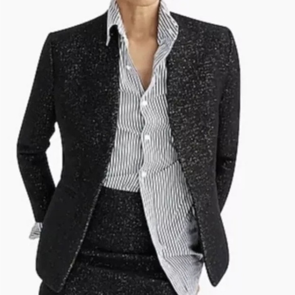 J.Crew Going Out Tinsel Tweed Blazer Black Lurex - Picture 3 of 11